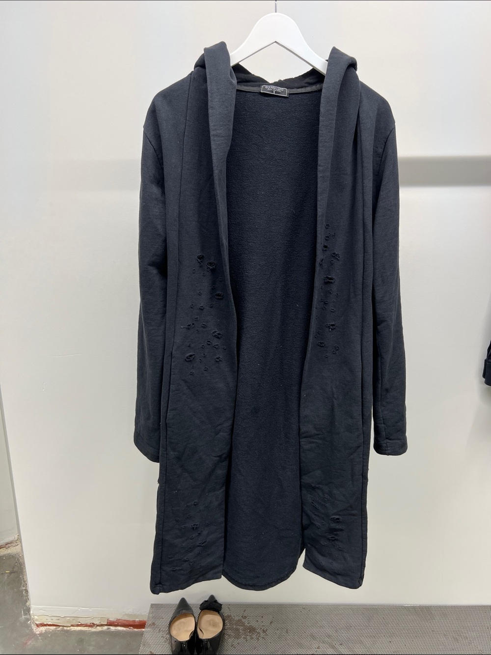 Women's Distressed Hooded Longline Cardigan